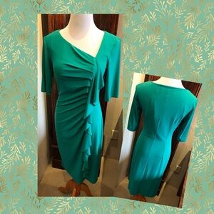 Connected Apparel Asymmetric Green Dress